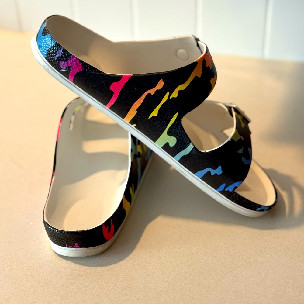Women’s Funky Monkey Camouflage Black Comfort Slides
